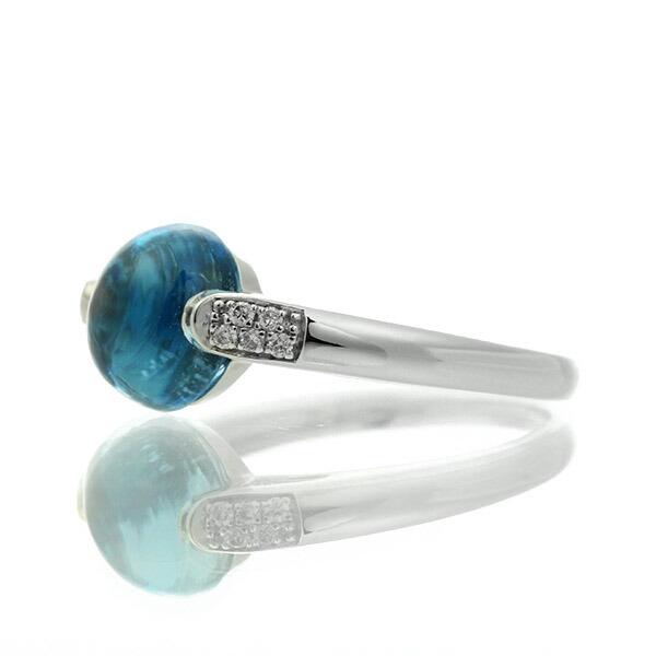 ブルートパーズ ダイヤモンド リング K18 ホワイトゴールド 2.8ct 球体