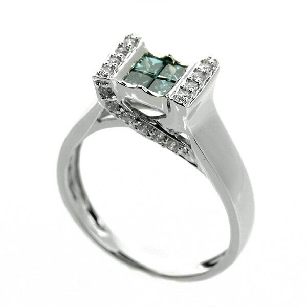 ダイヤモンド リング K18 ホワイトゴールド 0.5ct ブルーダイヤ 