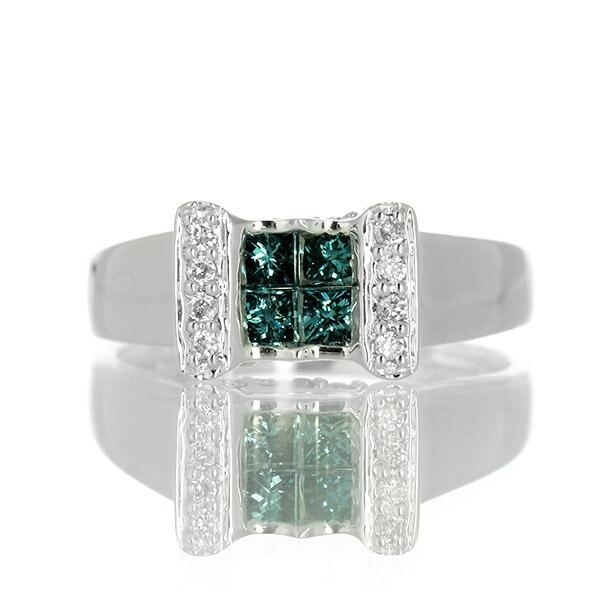 ダイヤモンド リング K18 ホワイトゴールド 0.5ct ブルーダイヤ