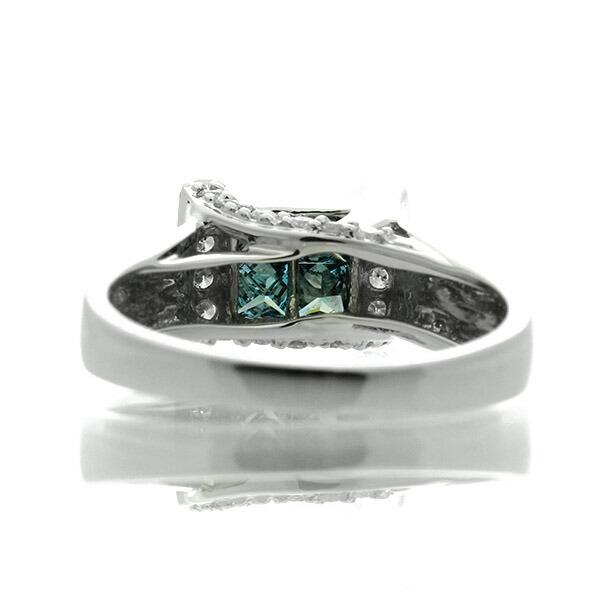 ダイヤモンド リング K18 ホワイトゴールド 0.5ct ブルーダイヤ