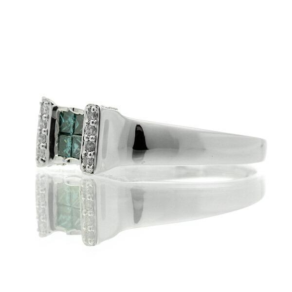 ダイヤモンド リング K18 ホワイトゴールド 0.5ct ブルーダイヤ