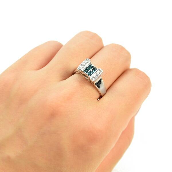 ダイヤモンド リング K18 ホワイトゴールド 0.5ct ブルーダイヤ