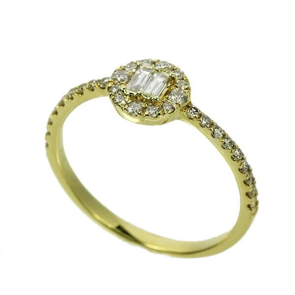 ダイヤモンド リング 0.3ct K18 イエローゴールド バケットカット 