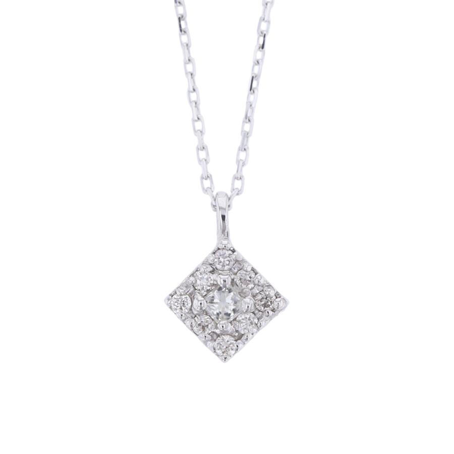 ジュエリーフィガロ K10 YG/PG/WG ダイヤモンド ネックレス スクエア