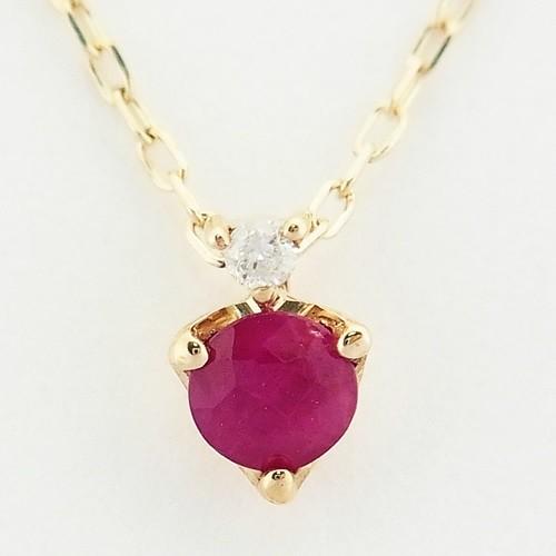 ジュエリーフィガロ K10 YG ルビー ダイヤモンド ネックレス  