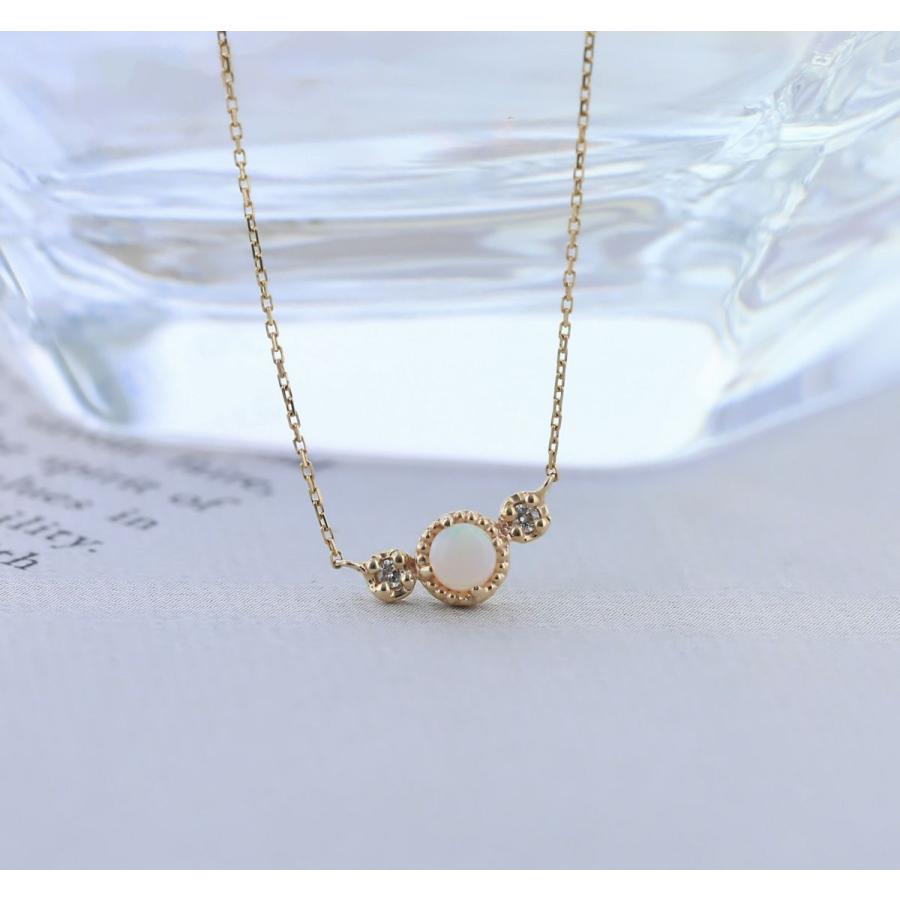 ネックレス K10 YG オパール ダイヤモンド イエローゴールド 10k 10金 レディース 彼女 妻 10月誕生石 誕生日プレゼント ギフトの画像