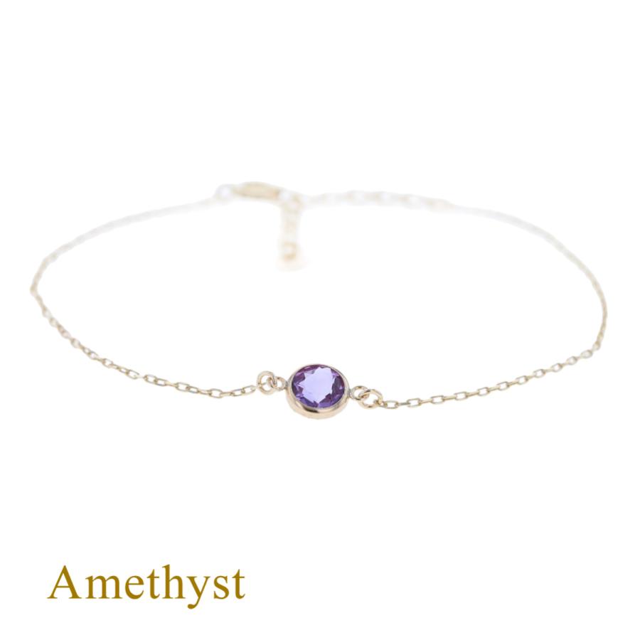 ジュエリーフィガロ K10 YG/WG アメジスト ブレスレット : ジュエリー