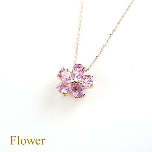 ジュエリーフィガロ K10 PG アメジスト フラワー ネックレス