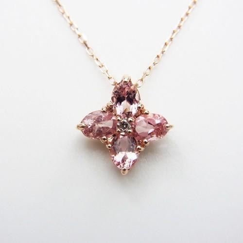 K10 PG ピンクトルマリン フラワーモチーフ ネックレス : 500715  