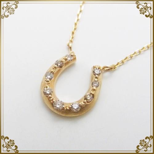 ジュエリーフィガロ K10 YG ダイヤモンド ネックレス ホースシュー