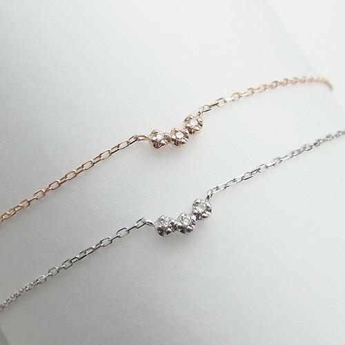 ジュエリーフィガロ K10 PG/WG ダイヤモンド ブレスレット