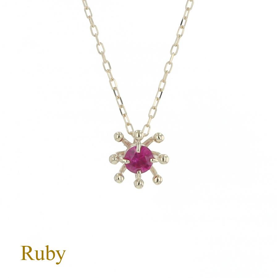 ジュエリーフィガロ K10 YG ルビー ネックレス イエローゴールド