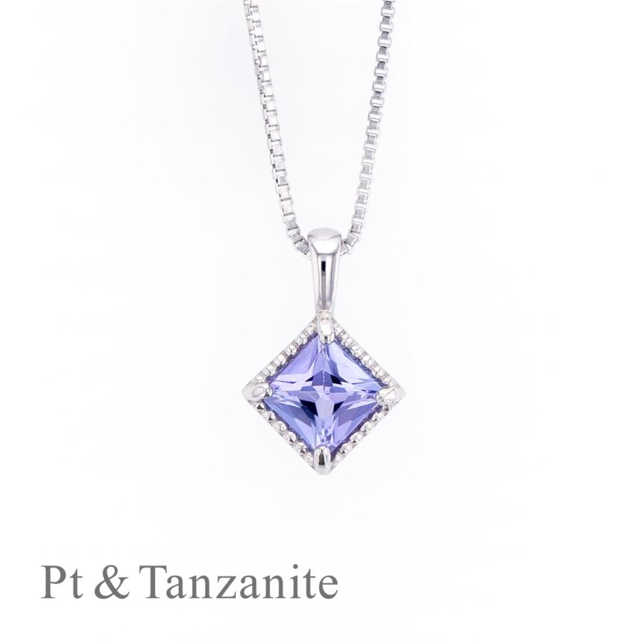 ジュエリーフィガロ プラチナ 一粒 タンザナイト ネックレス PT900  