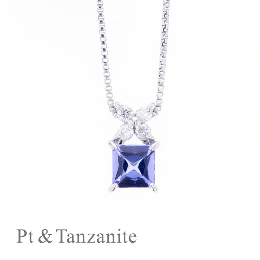 プラチナ タンザナイト ダイヤモンド ネックレス : 501614 