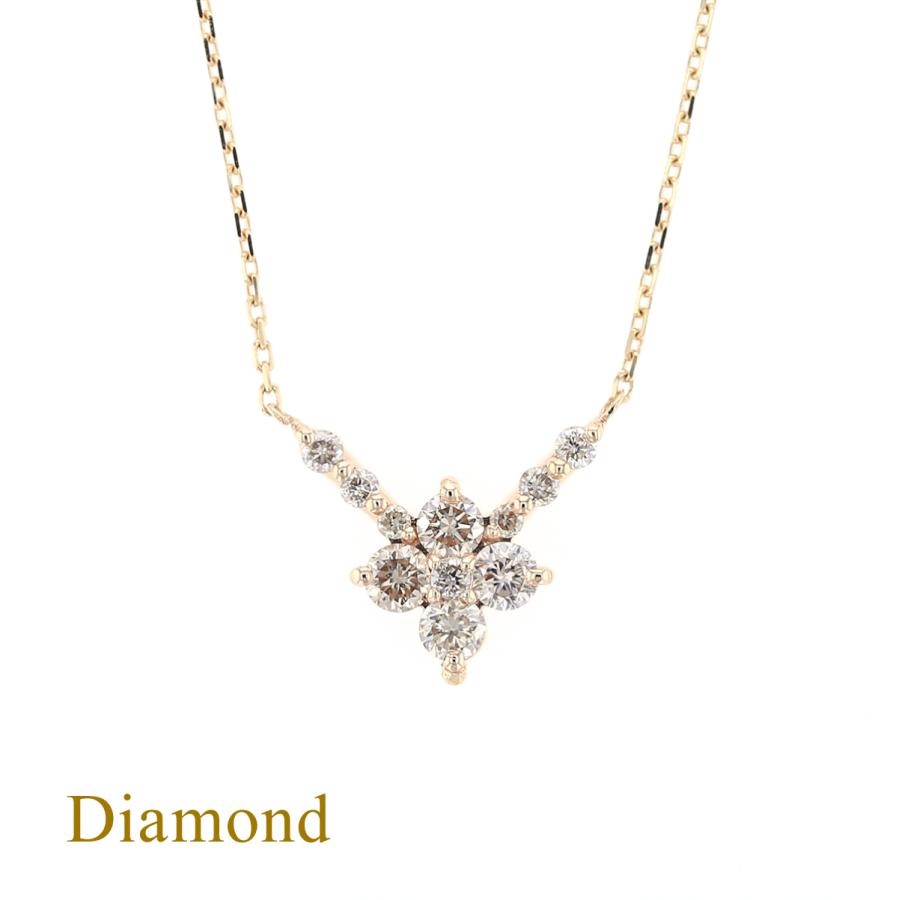 ジュエリーフィガロ ネックレス ダイヤモンド K10 YG フラワー 花 
