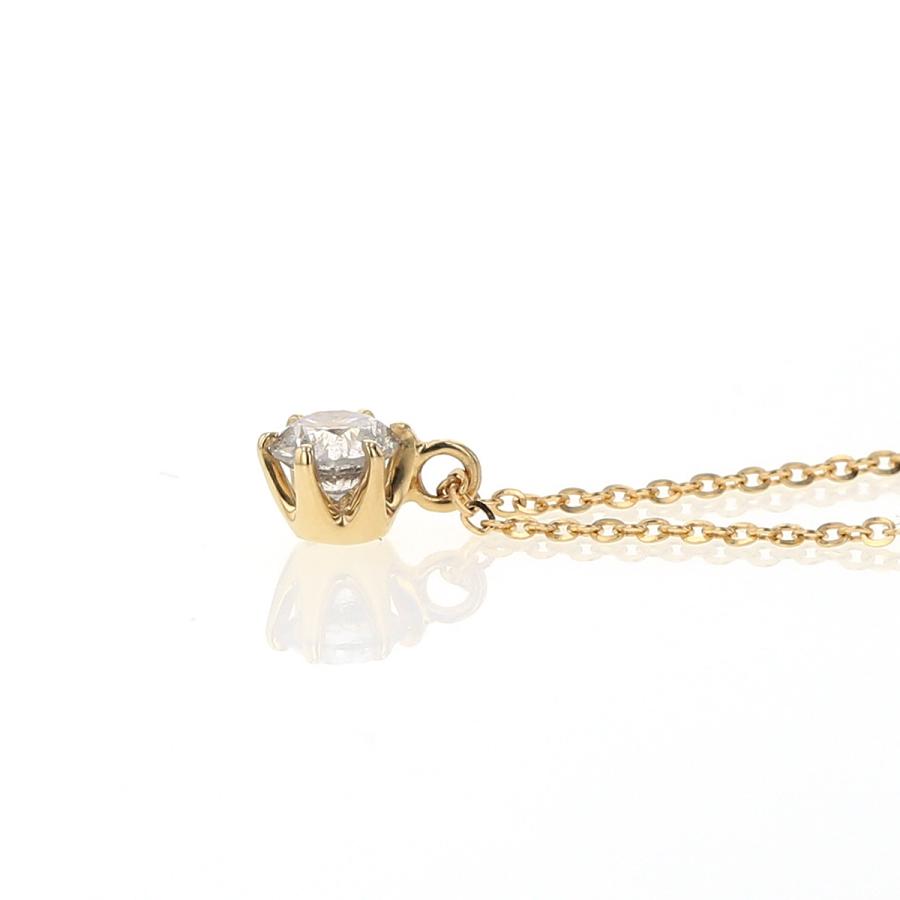 ネックレス K18 YG 0.3ct ダイヤモンド 一粒 レディース 30代 40代 妻 女性 結婚記念日 キラキラ 鑑定書付きの画像