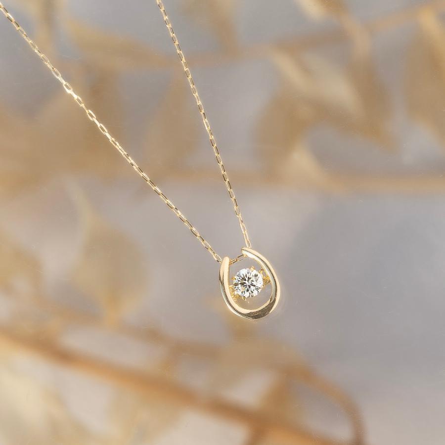 ジュエリーフィガロ ネックレス K18 YG ダイヤモンド 馬蹄 ダンシング