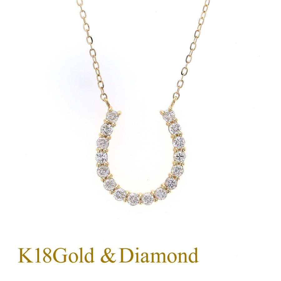 ジュエリーフィガロ ネックレス K18 YG ダイヤモンド 馬蹄 ダイヤ