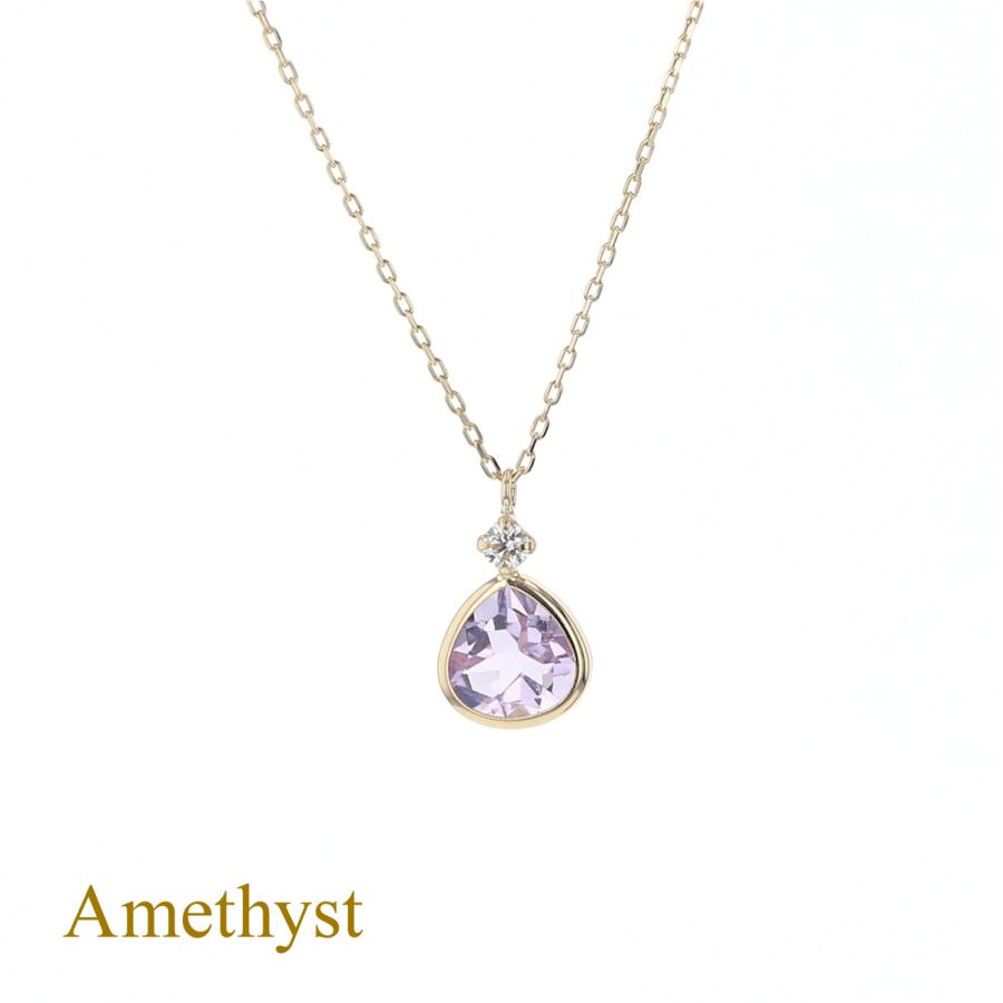 ジュエリーフィガロ ネックレス K10 YG ピンクアメジスト キュービック