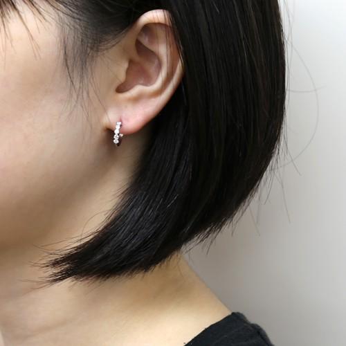 ジュエリーフィガロ K10 WG キュービックジルコニア フープピアス