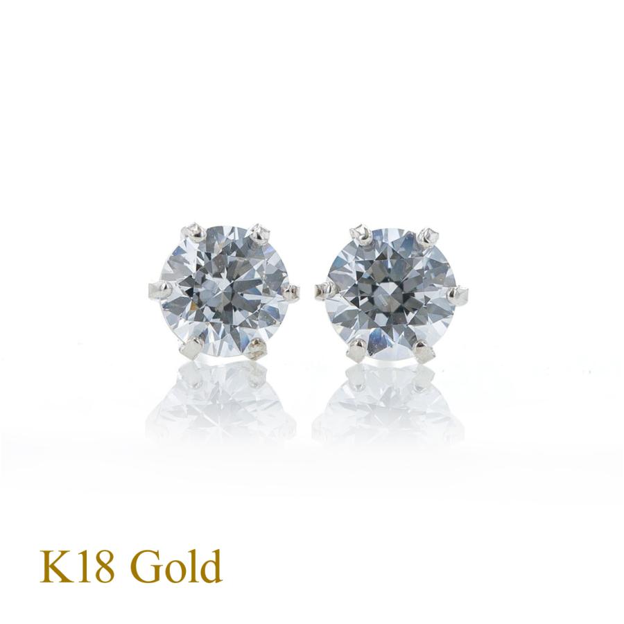 ジュエリーフィガロ K18 WG キュービックジルコニア ピアス