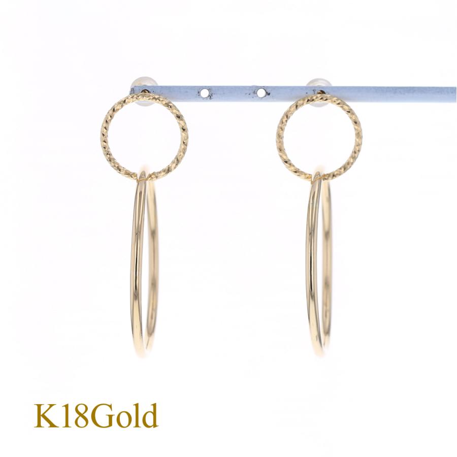 K18 3g サークルピアス ジュエリーフィガロ ピアス K18 イエローゴールド YG サークル 個性的