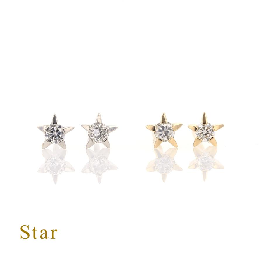 ジュエリーフィガロ ピアス ダイヤモンド プラチナ/K18 YG 星 スター