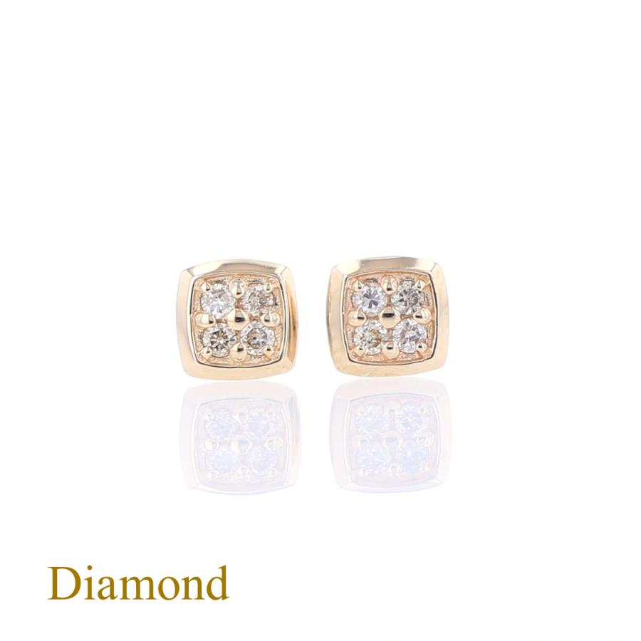 ジュエリーフィガロ ピアス K10 YG ダイヤモンド スクエア イエロー