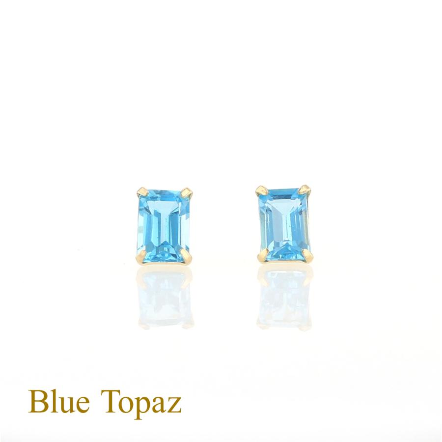 ジュエリーフィガロ ピアス ブルートパーズ K10 YG スクエア イエロー