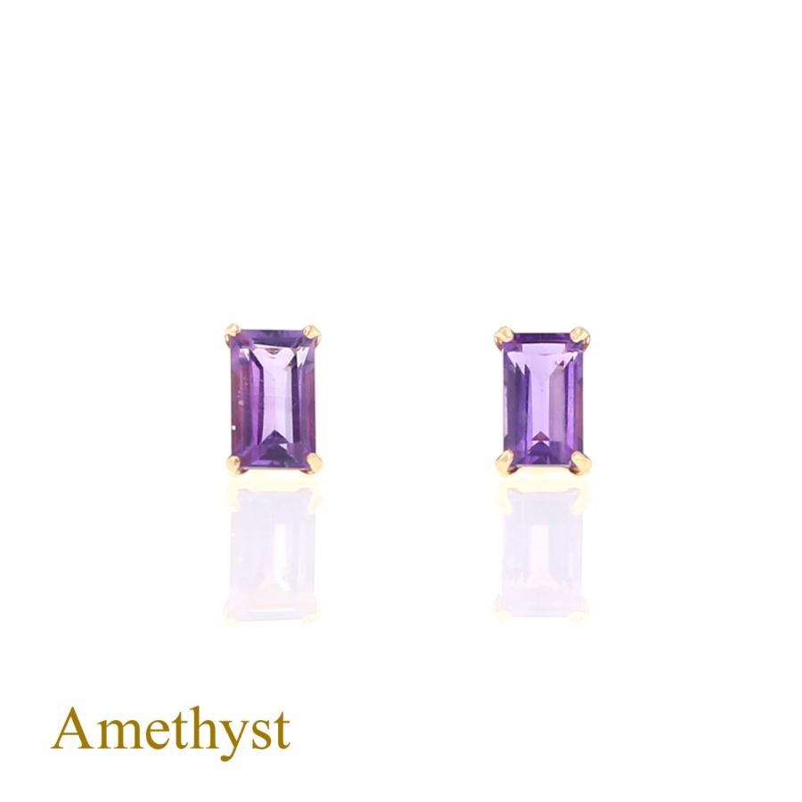 K18 ゴールド YG アメジスト ピアス ジュエリーフィガロ ピアス アメジスト K18 YG スクエア 2月 誕生石