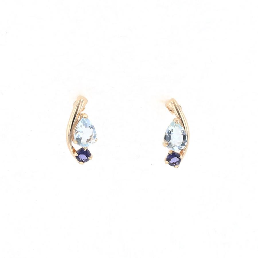 ジュエリーフィガロ ピアス アクアマリン アイオライト K10 YG
