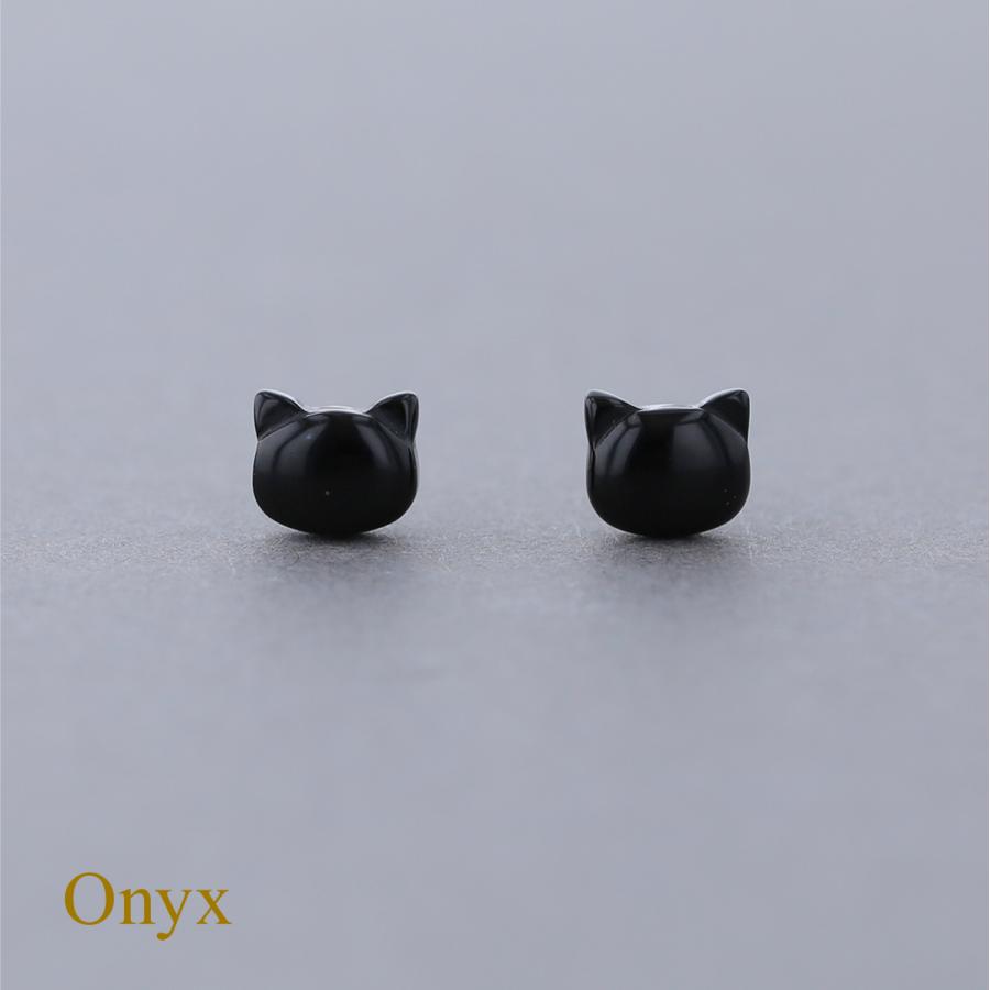 ジュエリーフィガロ ピアス オニキス K10 YG 猫 ねこ ネコ 黒猫