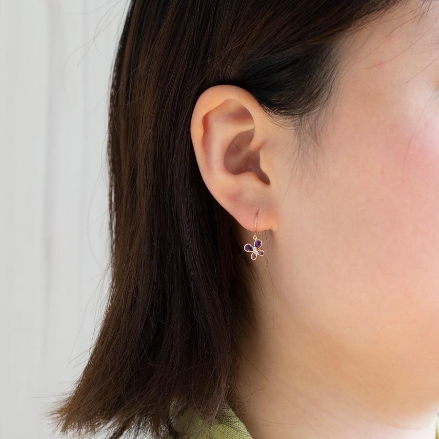 ピアス K10 PG アメジスト ライトアメジスト 蝶々 キュービックジルコニア ピンクゴールド レディース 彼女 妻 20代 30代 40代 誕生日 誕生日プレゼント ギフトの画像