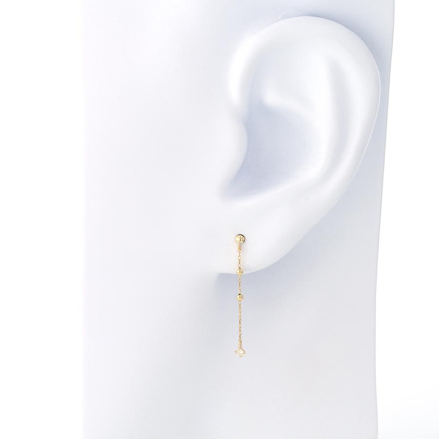 ピアス K18 YG ダイヤモンド 18k 18金 誕生石 イエローゴールド ロングピアス レディース 彼女 妻 誕生日プレゼント ギフトの画像
