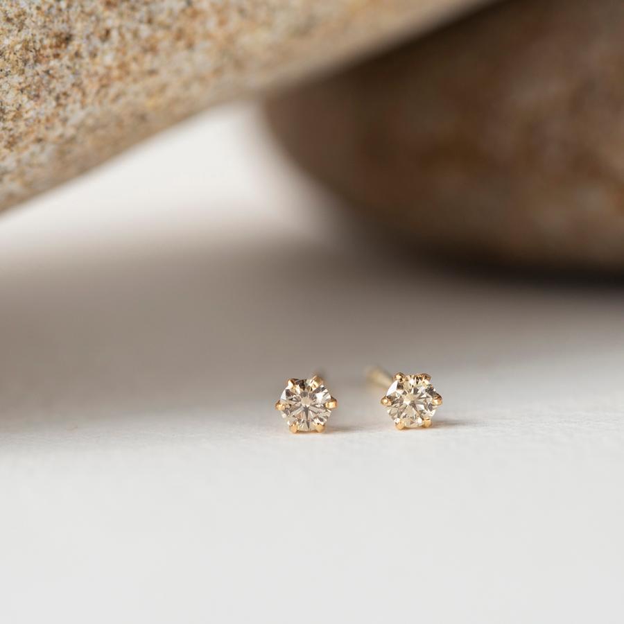 ジュエリーフィガロ ピアス K18 YG 一粒 ダイヤモンド H&C鑑別書付き