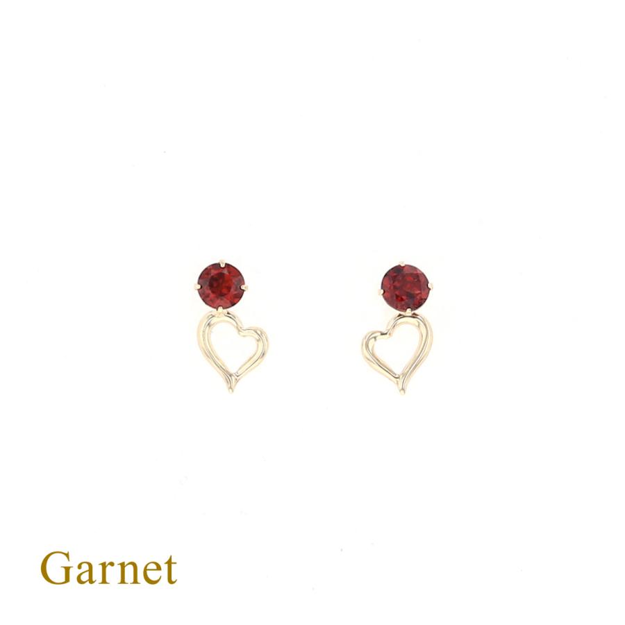 ジュエリーフィガロ ピアス K10 YG ガーネット ハート イエロー