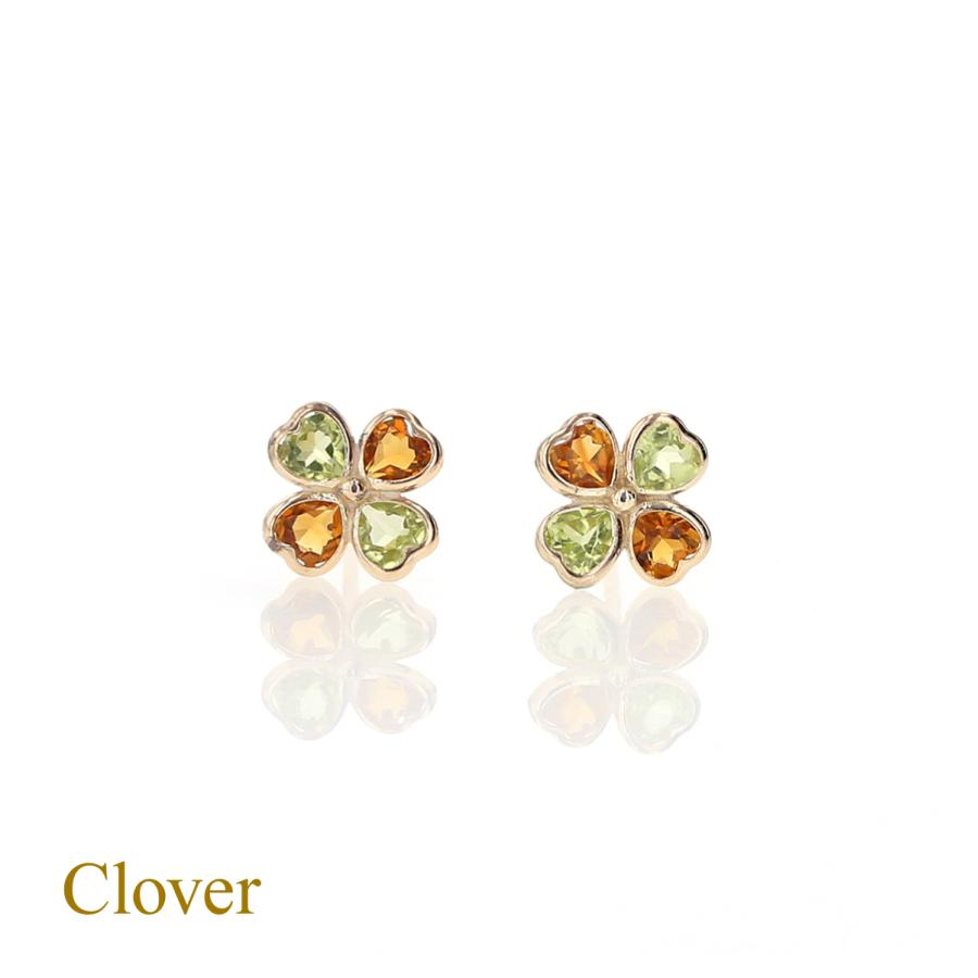 ジュエリーフィガロ ピアス K10 YG クローバー ペリドット シトリン