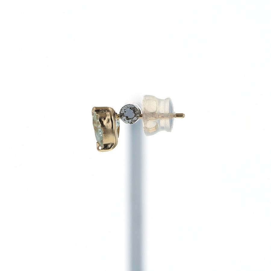 ピアス K10 YG アクアマリン 一粒 大粒 ハート イエローゴールド 誕生石 3月誕生石 一粒ピアス 10k 10金 レディース 娘 プレゼントの画像