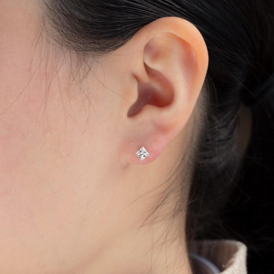 ピアス キュービックジルコニア K10 PG スクエア ピンクゴールド スタッドピアス かわいい ギフト 誕生日プレゼント 20代 30代 40代 妻 彼女 レディースの画像