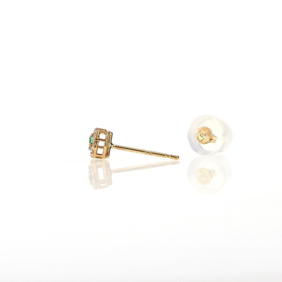 ピアス K18 YG エメラルド ダイヤモンド 18k 18金 5月 誕生石 イエローゴールド レディース 彼女 プレゼントの画像
