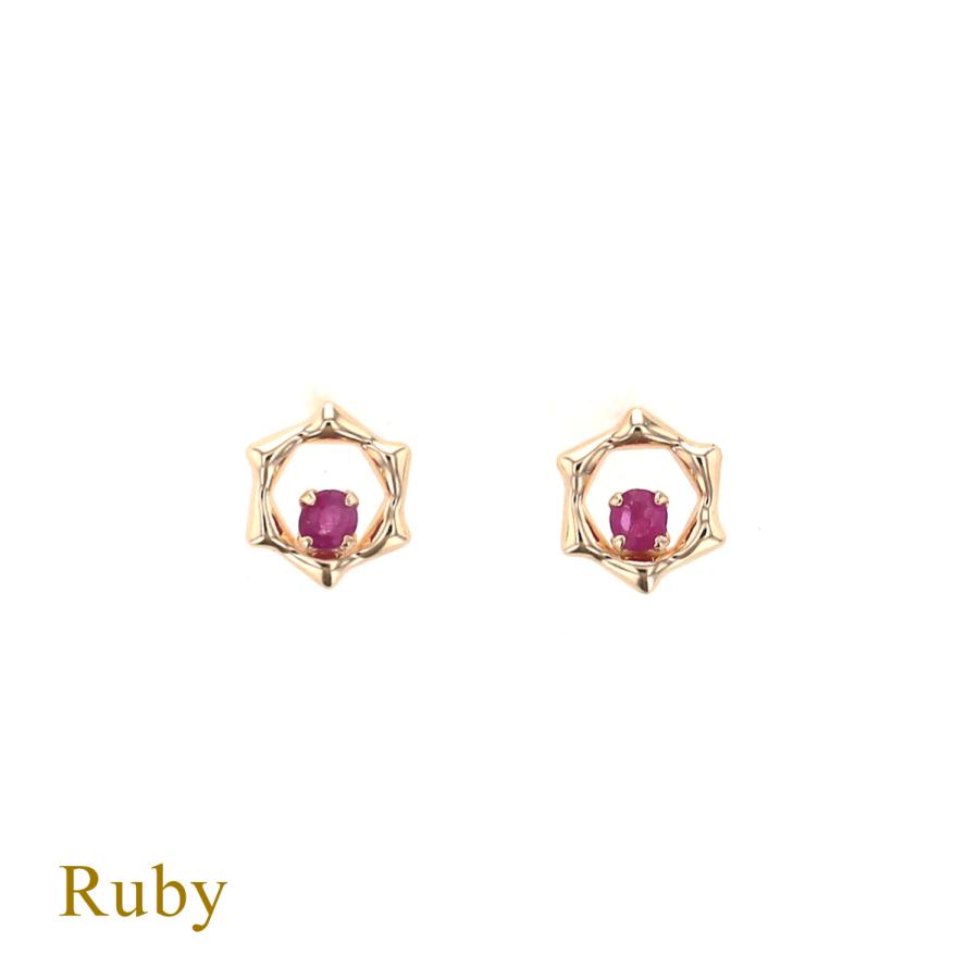 天然ルビー 10kピアス ジュエリーフィガロ ピアス K10 YG ルビー 10k 7月 誕生石 イエロー