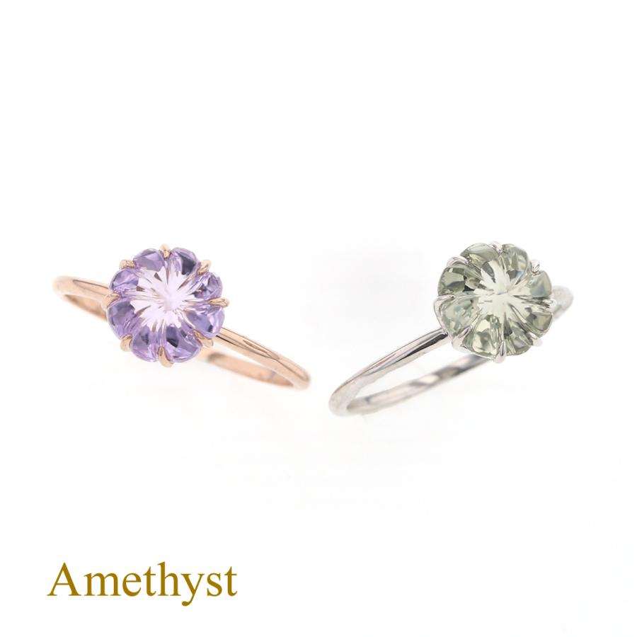 ジュエリーフィガロ K10 PG/WG アメジスト リング : ジュエリー