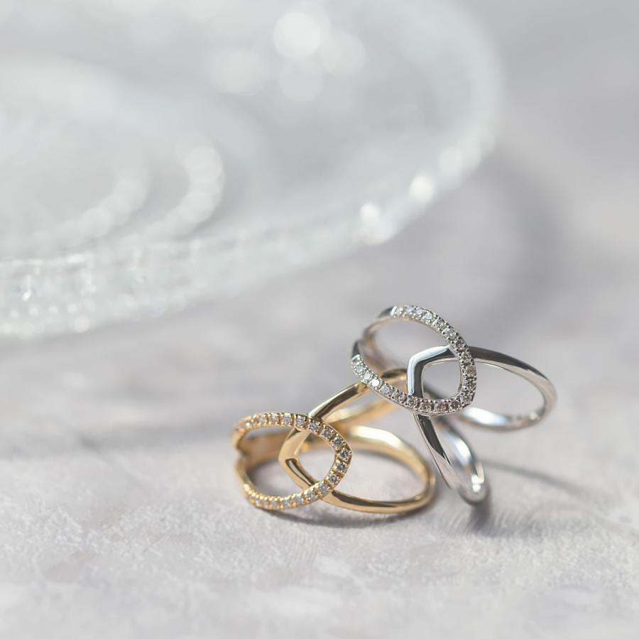 ジュエリーフィガロ リング ダイヤモンド クロス K18 YG/プラチナ950