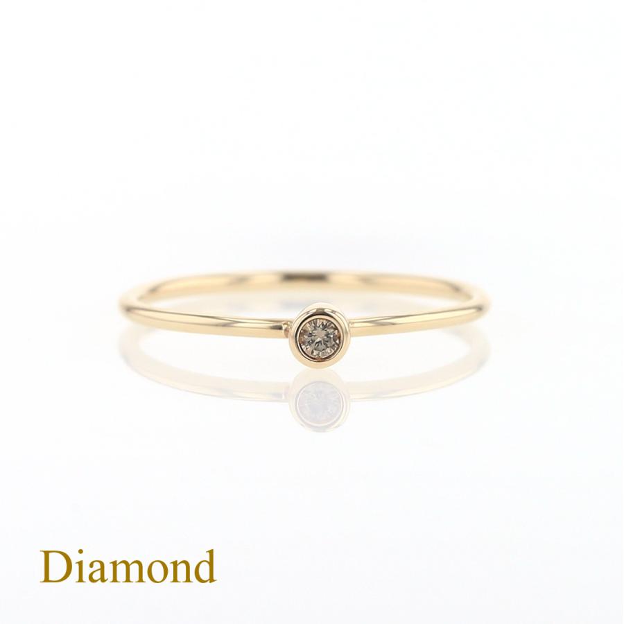 ジュエリーフィガロ リング ブラウンダイヤモンド K10 YG フクリン留め