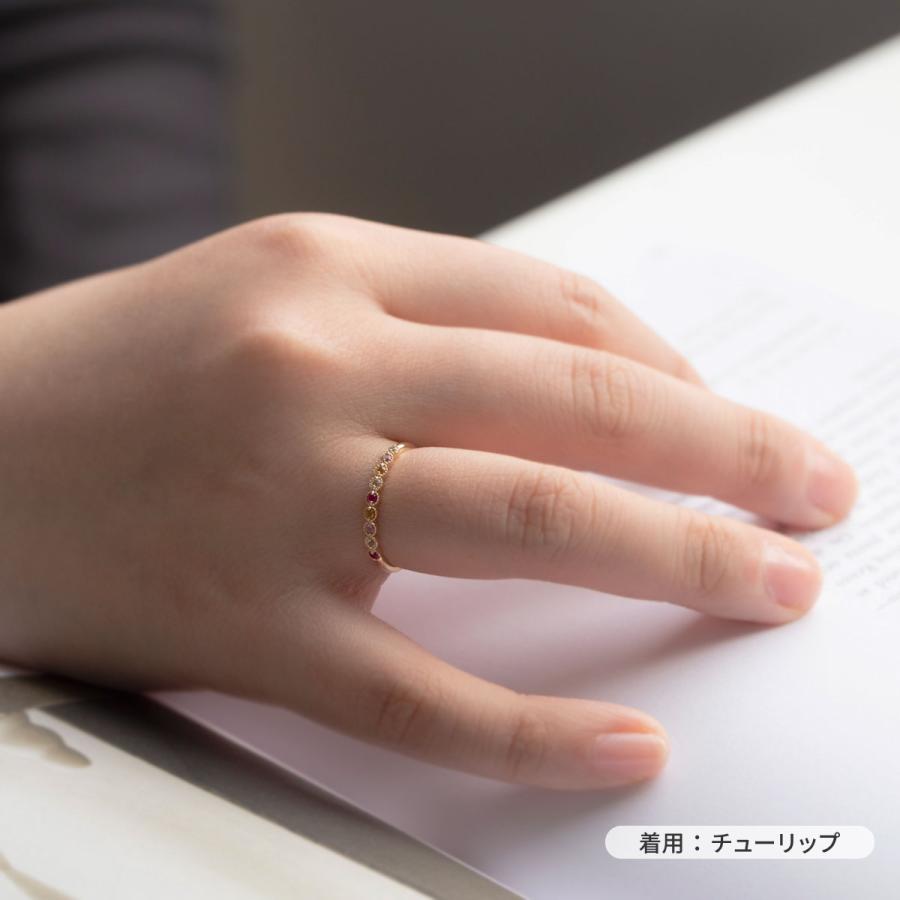 リング K10 YG PG WG マルチ カラーストーン ハーフエタニティ 誕生石 プレゼント 彼女 妻 30代 40代 イエローゴールド ピンクゴールド ホワイトゴールドの画像