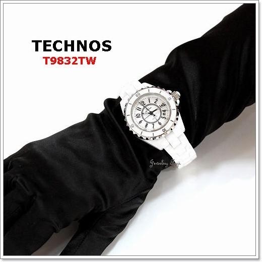 テクノス クオーツ セラミックス 三針 レディースウォッチ TECHNOS T9906WW 新品 女性 腕時計