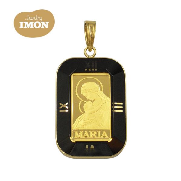 新品K24純金マリアさまK18金具ペンダントトップ スイスパンプ社24金 新品」純金 K24 マリア インゴット 1g K18 枠 ペンダント PUMP金貨