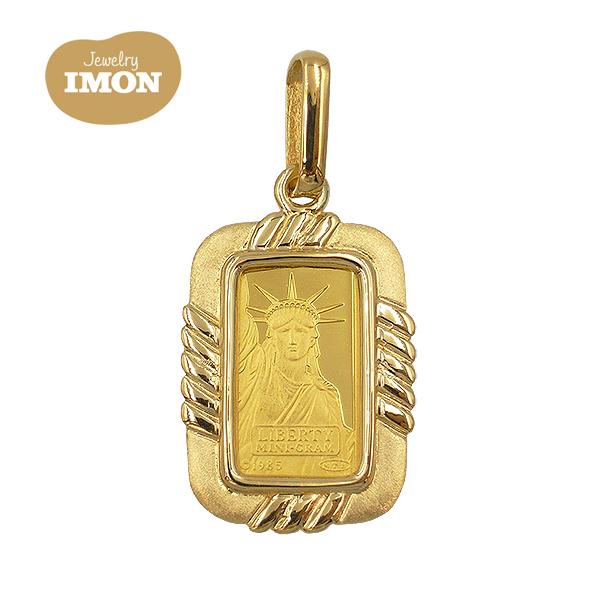 新品」純金 K24 リバティ インゴット 1g K18 枠 ペンダント : Jewelry