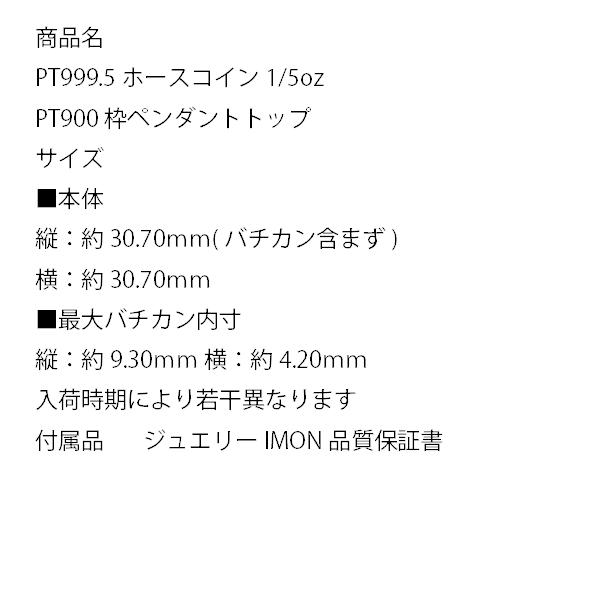 大人気 「新品」純プラチナ PT999.5 ホース コイン 1/5oz PT900 枠 ペンダント 【BC2594610143】(91951円)