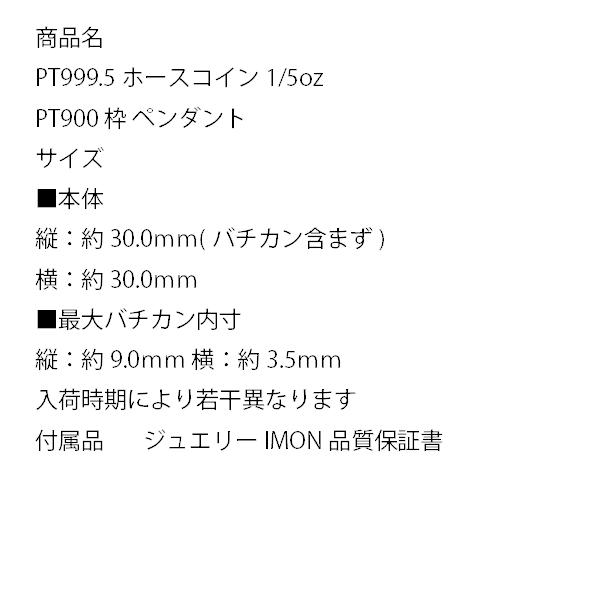 「新品」純プラチナ PT999.5 ホース コイン 1/5oz PT900 枠 ペンダント ファッション 腕時計、アクセサリー メンズアクセサリー